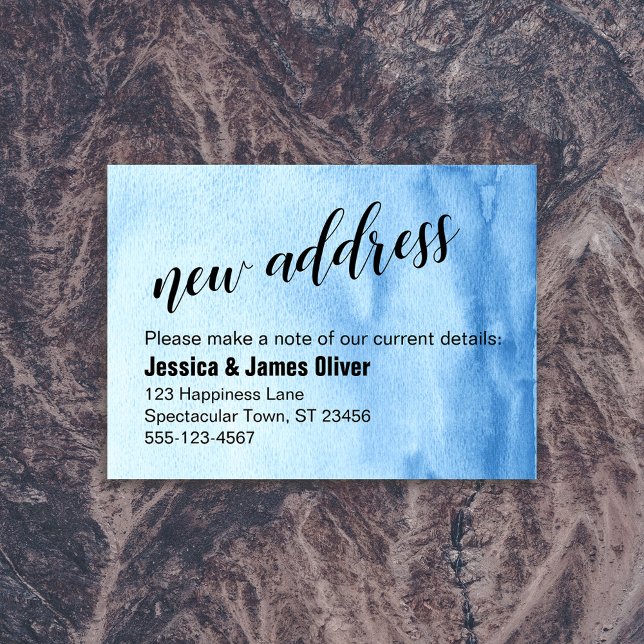 Blue Ombre Watercolor Nouvelle carte de distributi (Créateur téléchargé)