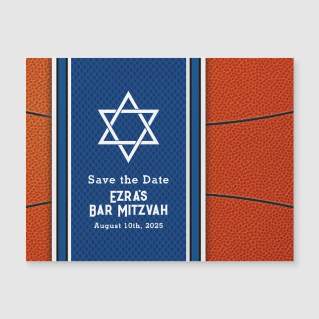 Blue Orange Basketball Bar Mitzvah Date de sauvega (Devant)