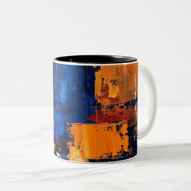 Blue Orange Brushstroke Painting for Mug Print (Devant droit)