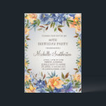 Blue Orange Floral 80th Birthday Invitation<br><div class="desc">Elégant bleu marine et orange aquarelle fleuris/tigerlilies et verdure sur une invitation à la fête de 80e anniversaire bronzée. Contactez-moi pour obtenir de l'aide sur la personnalisation ou pour demander l'appariement ou la coordination des produits Zazzle pour votre parti.</div>