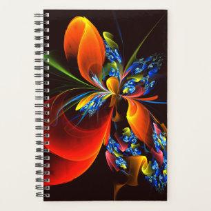 Blue Orange Floral Moderne Art Abstrait Motif #03