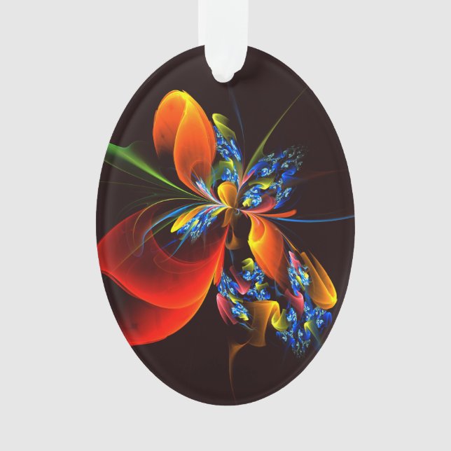 Blue Orange Floral Moderne Art Abstrait Motif #03 (devant)