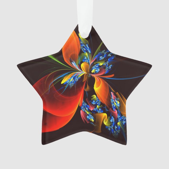 Blue Orange Floral Moderne Art Abstrait Motif #03 (devant)