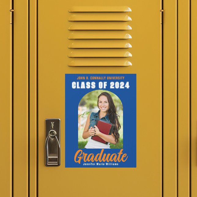 Blue Orange Graduate Photo 2025 Graduation Magnet (Créateur téléchargé)