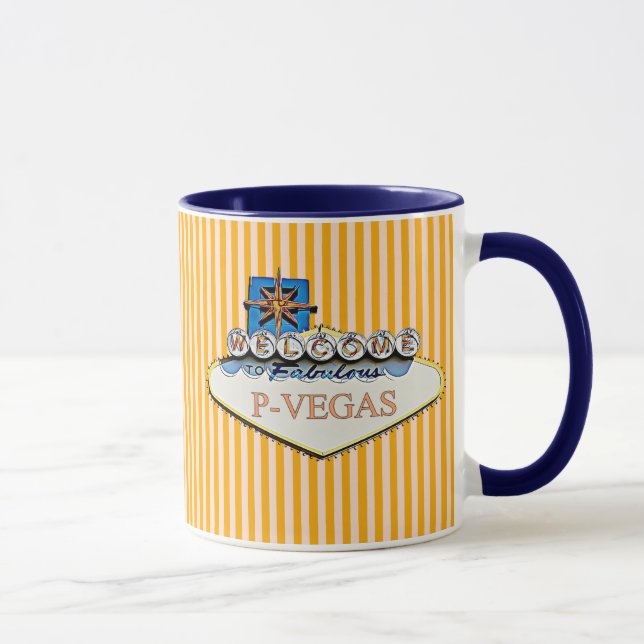 Blue Orange P Vegas Platteville Wisconsin Mug (Droite)