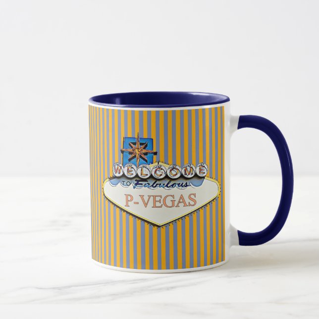 Blue Orange P Vegas Platteville Wisconsin Mug (Droite)