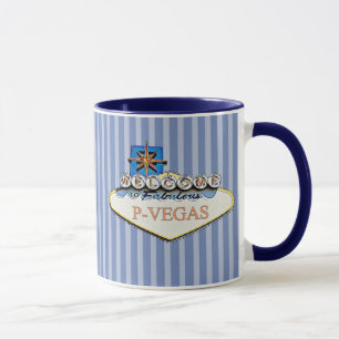 Blue Orange P Vegas Platteville Wisconsin Mug