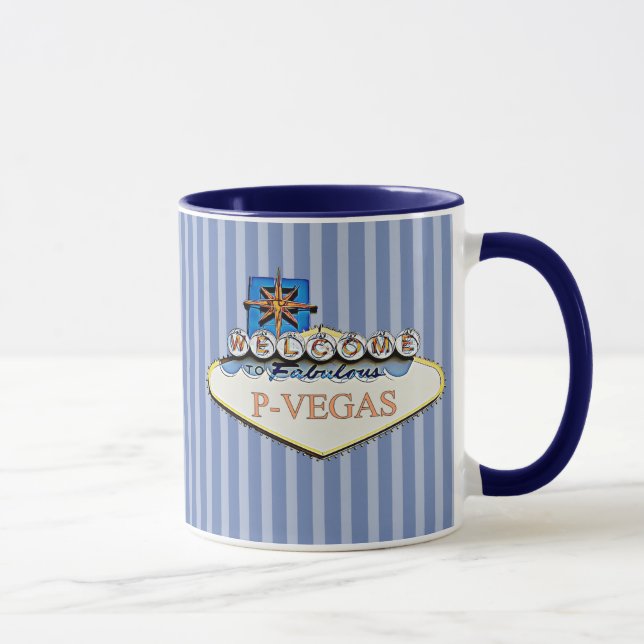 Blue Orange P Vegas Platteville Wisconsin Mug (Droite)