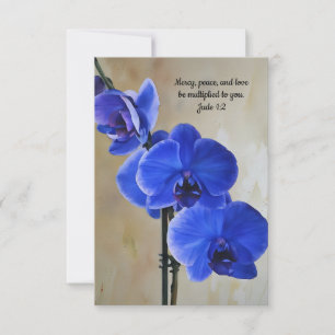 Blue Orchids Faith Bible Verse Art Note Carte