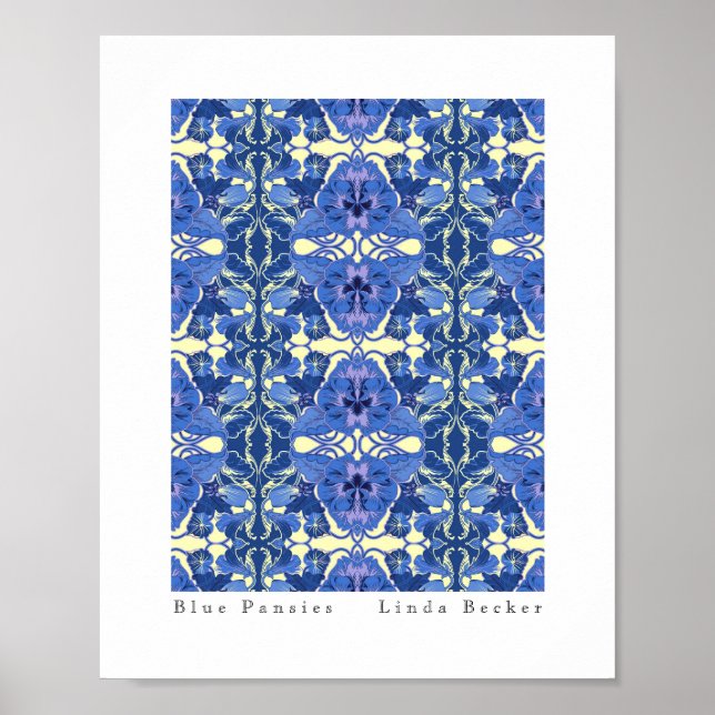Blue Pansies Art par Linda Becker Poster (Devant)