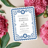 Blue Papel Picado inspiré Faire-part de mariage