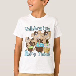 Blue Party Monkeys 3e anniversaire T-shirts et cad