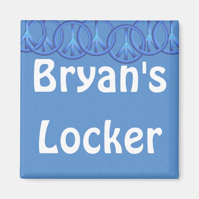 Blue Peace Signs Personalized Locker Magnet (Devant)