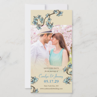 Blue Peach Blossoms Asiatique Enregistrer Le Carte