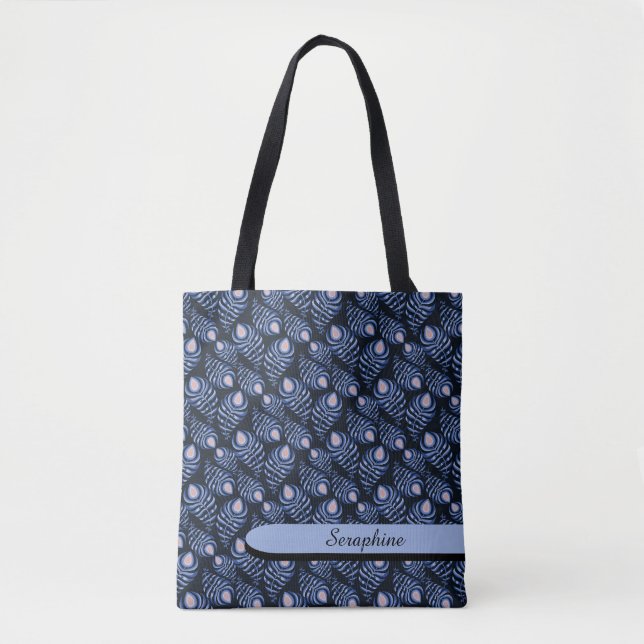 Blue Peacock Feather Tote Bag (Devant)