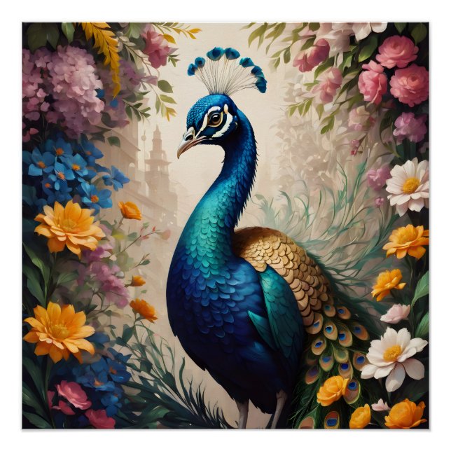 Blue Peacock no 11 Poster brillant (Devant)