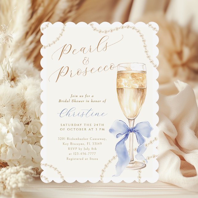 Blue Pearls et Prosecco Invitation à la douche nup (Créateur téléchargé)