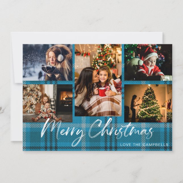 Blue Plaid 5 Joyeux Noël photo (Devant)