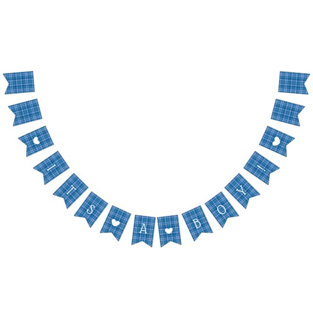 Blue Plaid C'est un garçon Baby shower Drapeau Bun (Tout)