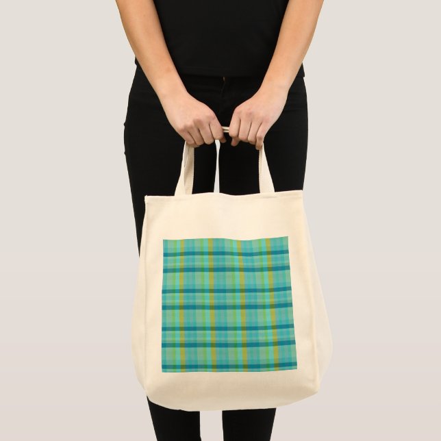 Blue Plaid par Shirley Taylor Sac fourre-tout (Devant (produit))