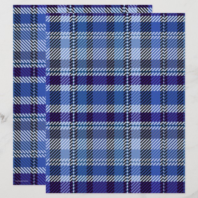 Blue Plaid Scrapbook Paper 2-Sided Page (Devant / Derrière)