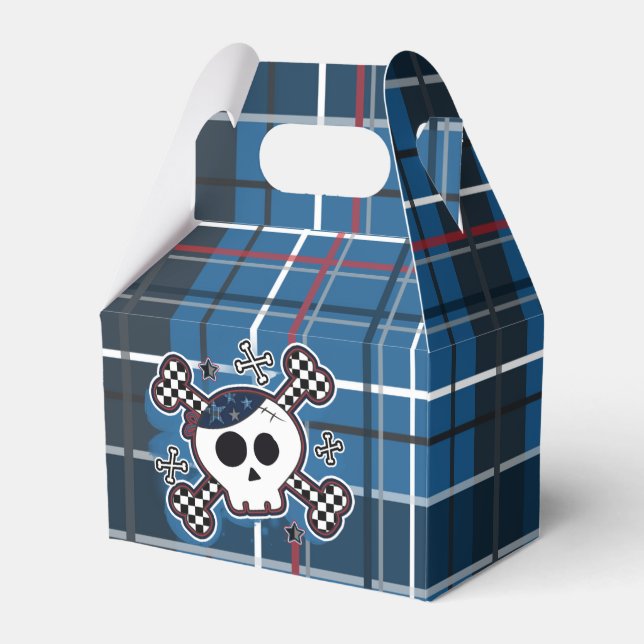 Blue Plaid Skull Bones Anniversaire Ballotins (Verso)