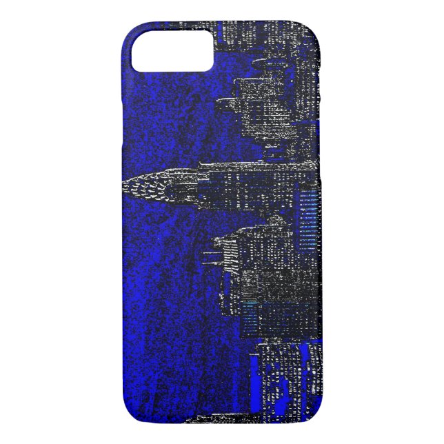 Blue Pop Art New York City iPhone 7 Coque (Dos)