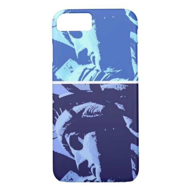 Blue Pop Art Statue de Lady Liberty iPhone 7 Coque (Dos)
