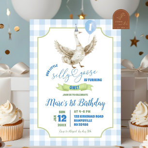 Blue Preppy Silly Goose Invitation d'anniversaire