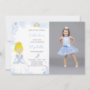 Blue Princess Invitation Anniversaire Avec photo