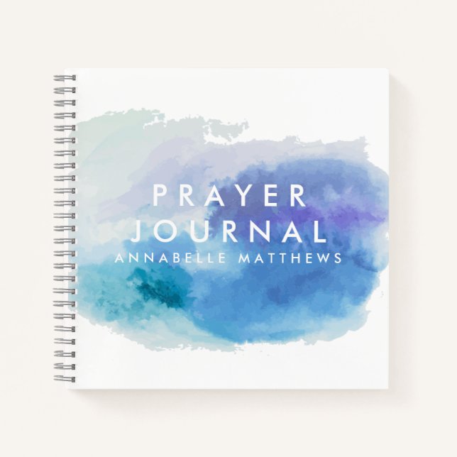 Blue Purple Aquarelle Christian Prayer Journal  (Devant)