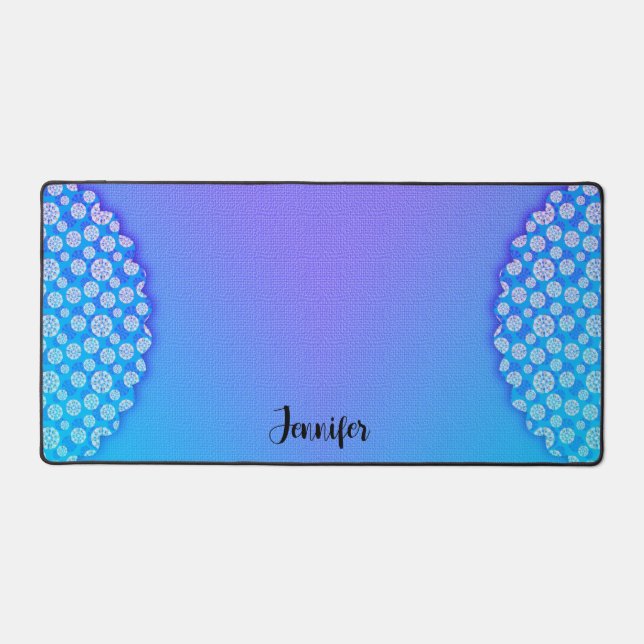 Blue Purple Design Votre Nom Bureau Mat (Recto)
