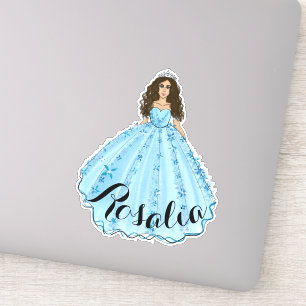 Blue Quinceañera Nom personnalisé Sticker pour l'a
