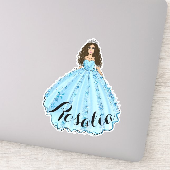 Blue Quinceañera Nom personnalisé Sticker pour l'a (Détail)