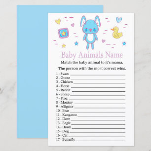 Blue Rabbit Bébé Animaux Nom Jeu