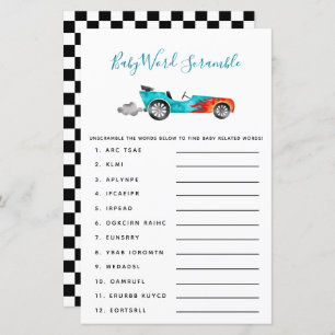 Blue Race Car Baby Word Scramble Jeu