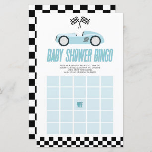 Blue Race Car Bingo Baby shower Jeu