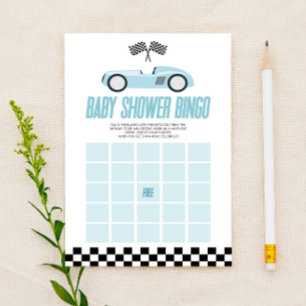 Blue Race Car Bingo Baby shower Jeu