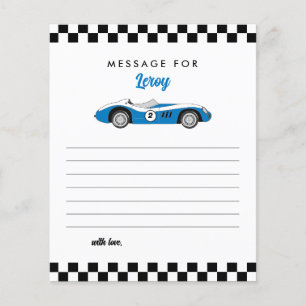 Blue Race Car Boy Birthday Time Capsule Note Card