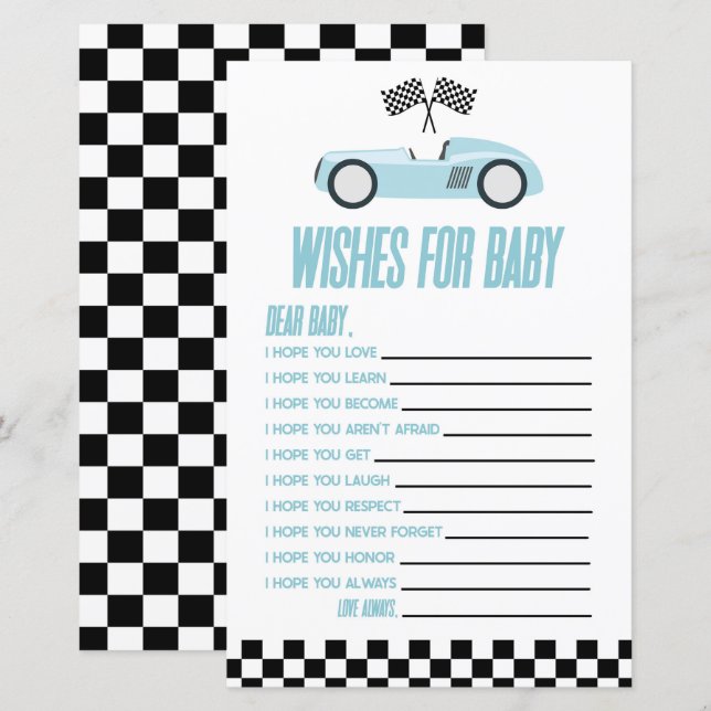 Blue Race Car Wings For Baby shower Game (Devant / Derrière)