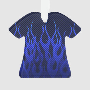 Blue Racing Flames on Carbon Fiber
