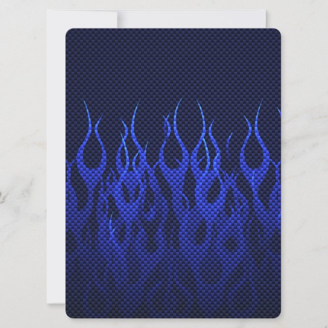 Blue Racing Flames on Carbon Fiber (Devant)
