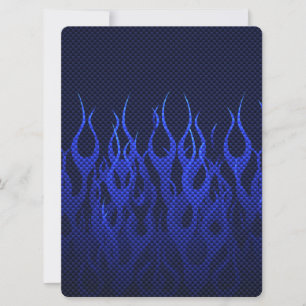 Blue Racing Flames on Carbon Fiber