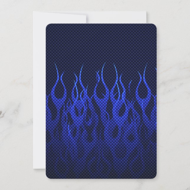 Blue Racing Flames on Carbon Fiber (Devant)