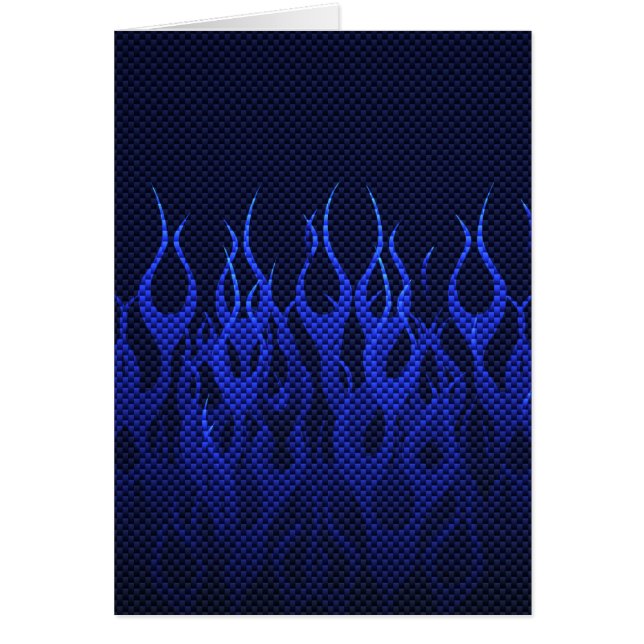 Blue Racing Flames on Carbon Fiber Print (Devant)