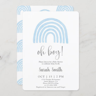 Blue Rainbow Baby shower garçon Invitation