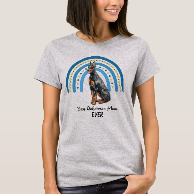 Blue Rainbow Best Doberman Chien Maman T-shirt (Devant)