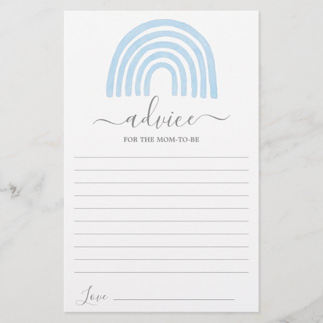 Blue Rainbow Conseils pour la maman à être carte (Devant)