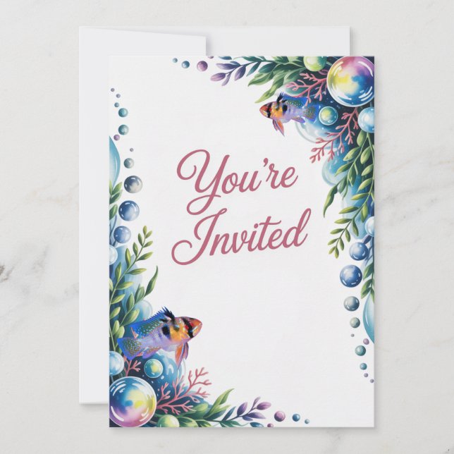 Blue Ram Cichlids Mariage Fête Invitation (Devant)