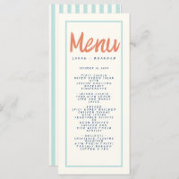 Blue Red manuscrit Typographie Retro Mariage Menu
